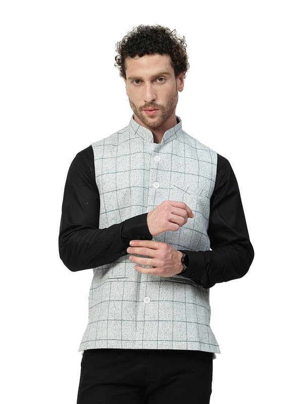 Image of VASTRAA FUSION Men's Traditional Woolen Nehru Jacket Modi Waistcoat