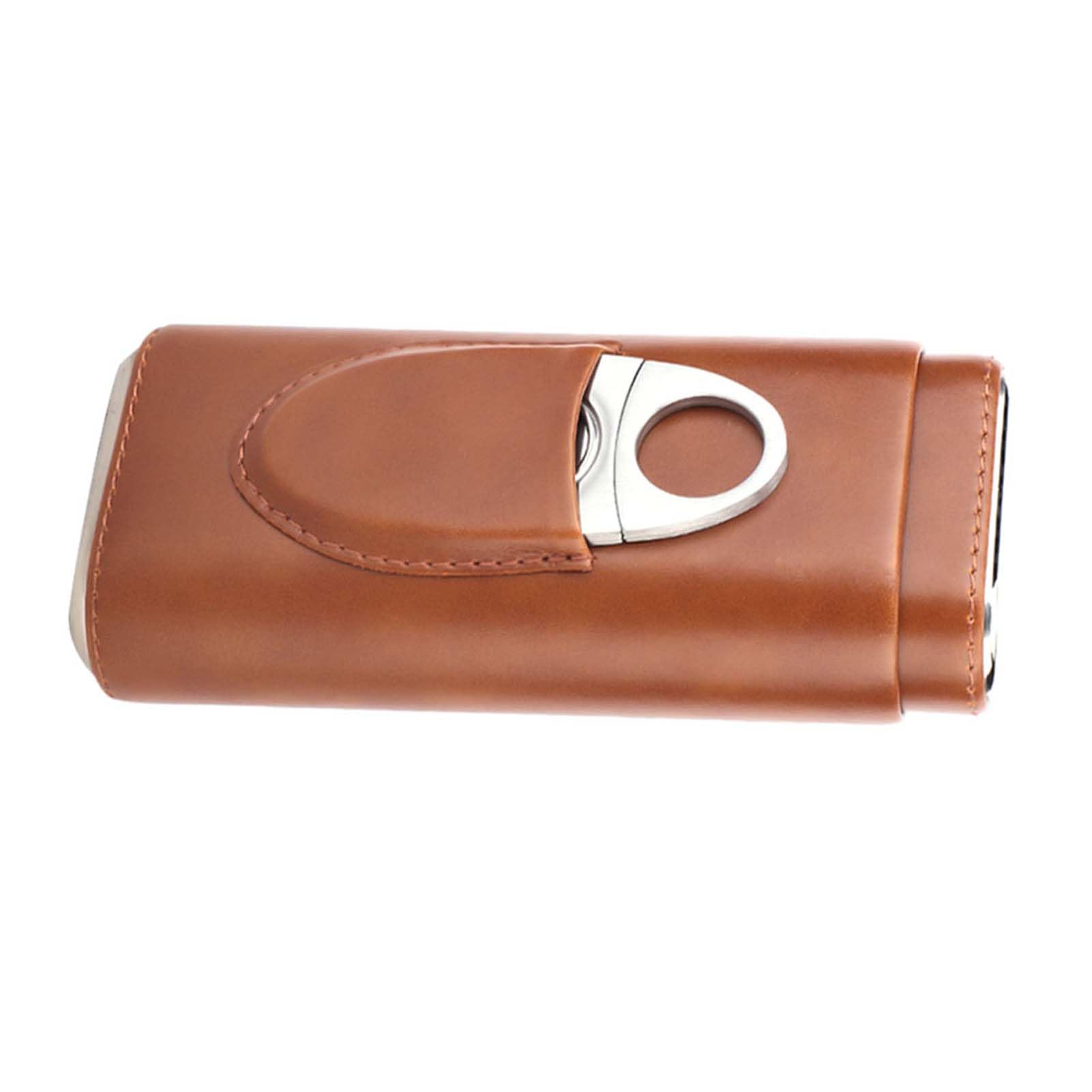 Cave à Cigares Portable En Cuir Avec Intérieur Cèdre - 3 Tubes + Coupe-Cigare Inox - Protection Et Fraîcheur