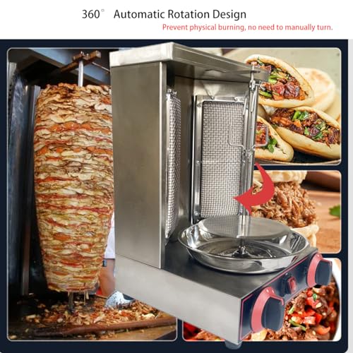 Image of LPG Shawarma Doner Kebab Machine Gas Vertical Broiler Kebab Gyro Grill Machine with 2 Burner