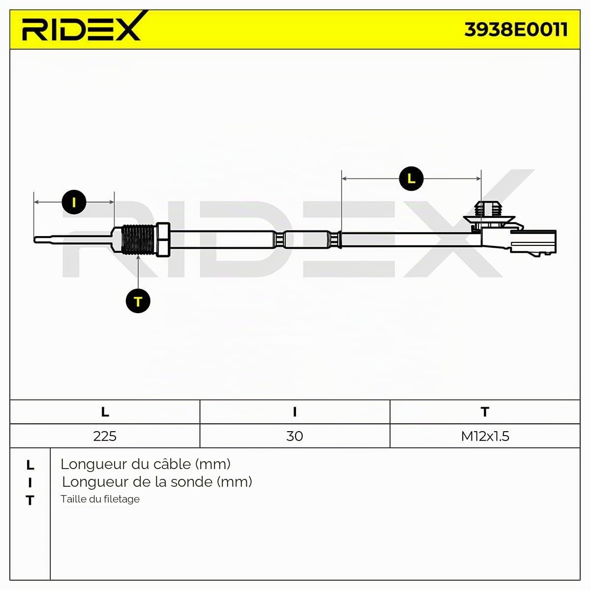 RIDEX 3938E0011 Palpeur de température des gaz Compatible avec RENAULT Clio 3 3/5 portes BR0/1, CR0/1