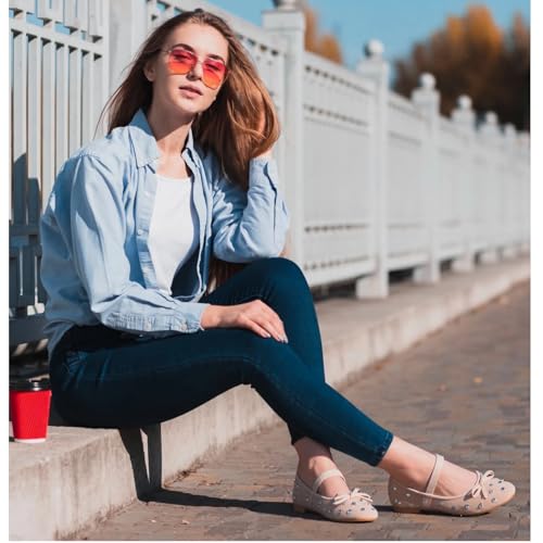 Lryweisy Women's Flats Mesh Mary Jane Rhinestones Comfortable Slip-On Dress Shoes with Adjustable Strap2