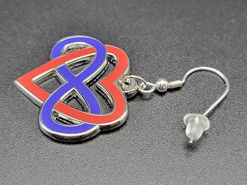 Polyamory Infinity Heart Enamel Earrings | Infinite Love Celtic Knot Blue Red Gold Cut Out Design | Polyamory Pride Jewelry4