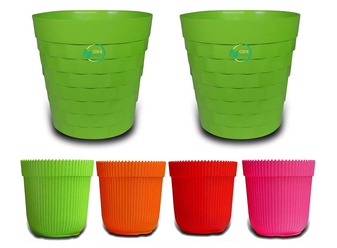 Oshi Greens Round 10 inches Plastic Flower pots, Planters and Decorative Gardening Containers Pack of 6 with Small Size 5 inches Flower Pot Set (Green) (B09D9BRXWT) Amazon Price History, Amazon Price Tracker