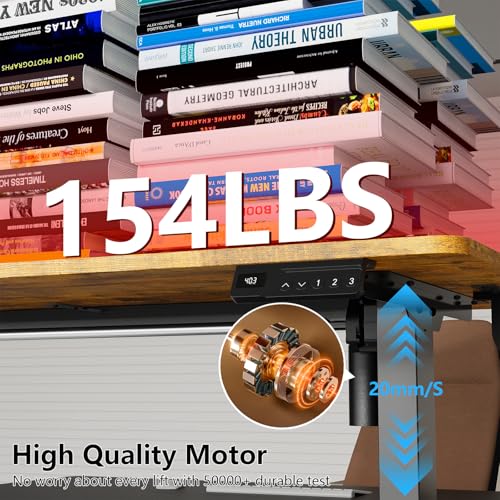 Image of 55x28 inch Electric Standing Desk, Adjustable Height Desk, Brown