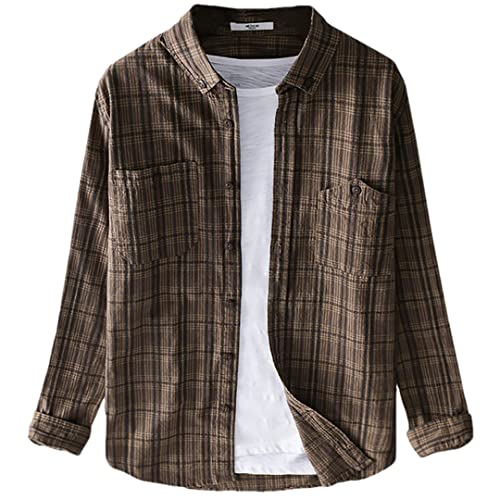 Chemise à manches longues en coton à carreaux pour éviter l'inconfort XL Olive Gn