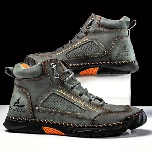 Sawbehind Men's Comfortable Handmade Leather Boots – Waterproof, Arch Support, Spacious Toe Box Outdoor Leather Shoes2