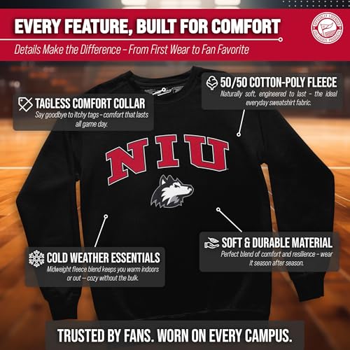 Image of NCAA College Sweatshirt Fleece Crewneck Pullover for Men and Women | Officially licensed NCAA college gameday crewneck pullover - 9 oz fleece lined sweatshirt with arch and logo design