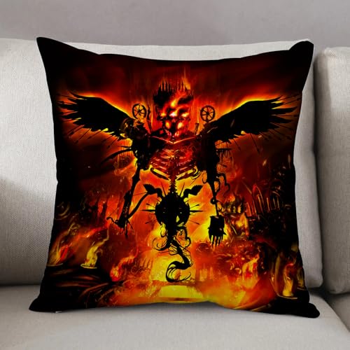 LEZUAHSH Fundas de Cojín Decorativo para Sala de Estar Sofás 30x30cm,Un siniestro Esqueleto de Demonio de Tres Ojos con una Ballesta y púas por Todo,Decoración Almohada Funda de Almohada