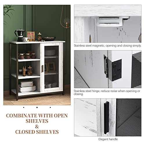 Lvsomt Buffet Cabinet With Storage, Kitchen Storage Cabinet, Industrial Farmhouse Barn, Coffee Bar Table, Multipurpose Side Console Table (White) #TOP3