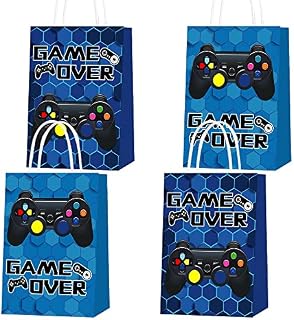 wukou 16 PCS Video Gamer Party Gift Bags, Blue Video Gamer theme party supplies, Birthday Party Decorations, Party Favor Goody Treat Candy Bags