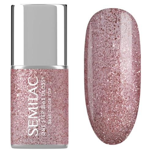 Semilac Smalto UV 3 in 1 One Step Glossy S250 Glitter Rosa 7 ml