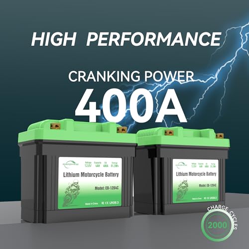 Image of Lithium Motorcycle Battery,400A 110cca Lightweight 12.8V 4AH Powersport Battery,for Motorcycle,ATV,UTV,PWC,Scooter,Jet Ski,Quad,4 Wheeler,Lawn Mower,Tractor,Scooter