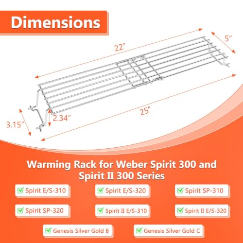 Image of QuliMetal 7641 Warming Rack for Weber Spirit 300 & II 300 Series Gas Grills