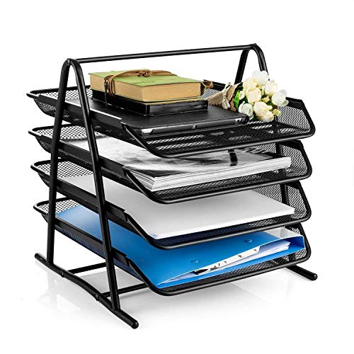 Glenston 4 Tier Metal Mesh Desk Organiser Stand Files, Document, Newspaper, Magazine Tray Rack for Office, and Study Table – Folders A4 Papers Letters Storage Holder Glenston 4 Tier Metal Mesh Desk Organiser Stand Files, Document, Newspaper, Magazine Tray Rack for Office, and Study Table – Folders A4 Papers Letters Storage Holder
