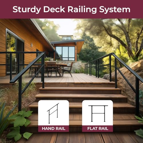 CR Fence & Rail Horizontal Metal Deck Railing, 4ft Wide Residential Handrail for Flat Surfaces, Simple Flat Railing, Black Straight Railing for Decks & Patio Railing, Horizontal Handrail 36inch Tall CR Fence & Rail Horizontal Metal Deck Railing, 4ft Wide Residential Handrail for Flat Surfaces, Simple Flat Railing, Black Straight Railing for Decks & Patio Railing, Horizontal Handrail 36inch Tall