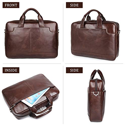 Image of Augus Leather Briefcase Laptop for Men Fits 16 Inch Laptop
