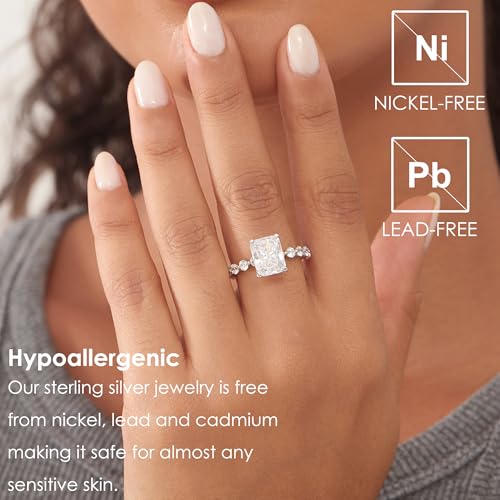 Michooyel S925 4ct Radiant Cut Cubic Zirconia Engagement Rings For Women Wedding Ring Promise Ring Sterling Silver Wedding Band2