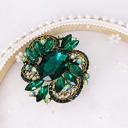 Image of LAXPICOL Women's Large Sparkly Crystal Flower Brooch Pin Fashion Statement Broach Pin