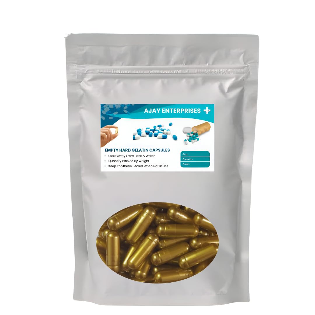 AJAY ENTERPRISES Empty Gelatin Capsules (PACK OF 1000) (Golden, SIZE 0 (500 MG))