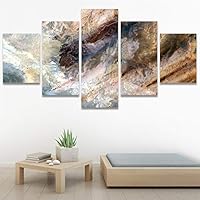 SIGNWIN 5 Panel Canvas Wall Art Abstract Aerial Contemporary Mixed Media Modern Art Multicolor Texture for Home Decorations Ready to Hang - 60