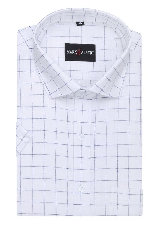 MARK & ALBERT Men Linen Checkeed Half Sleeve Shirt Deal