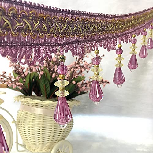 Yurasiku LSYG08-0-DFD2-E8E8 12 Yards Crystal Beaded Lace Fringe Curtain Tassel Sewing Trim Table Lampshades Decorative Hanging Beads Braid Trim thumb #3