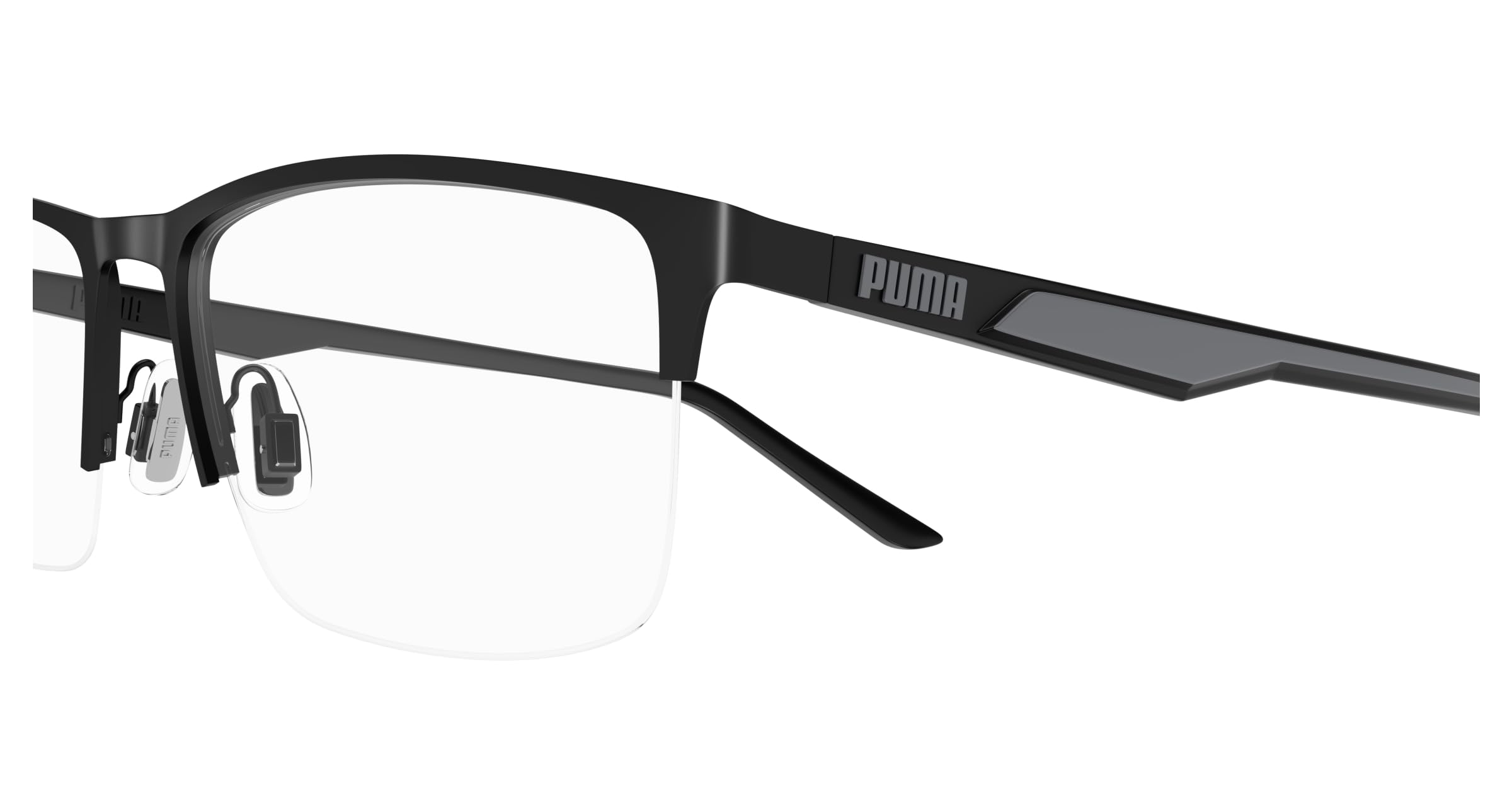 Puma Brille mit Sehstärke für Herren optional mit Sonnenbrillentönung oder Blaulichtfilter, Quadratisch, gefertigt im Spritzgussverfahren, Modell: PU0373O-001 (inklusive Brillenetui)