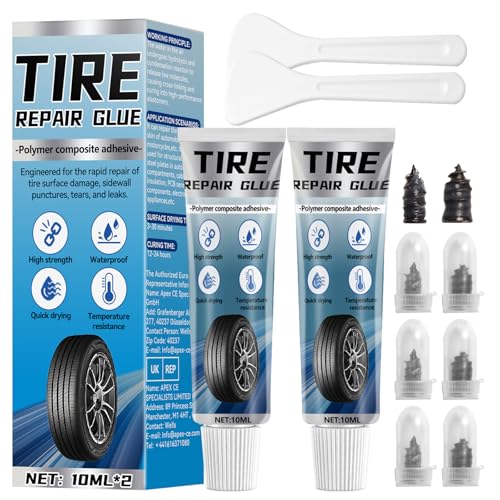 Aarovibe Colle Pneu Voiture, Reparation Pneu Voiture pour Réparation des Flancs, Adapté pour Voiture, Moto, Vélo, Jeep, Tout-Terrain, Camion, Tracteur (20ml)