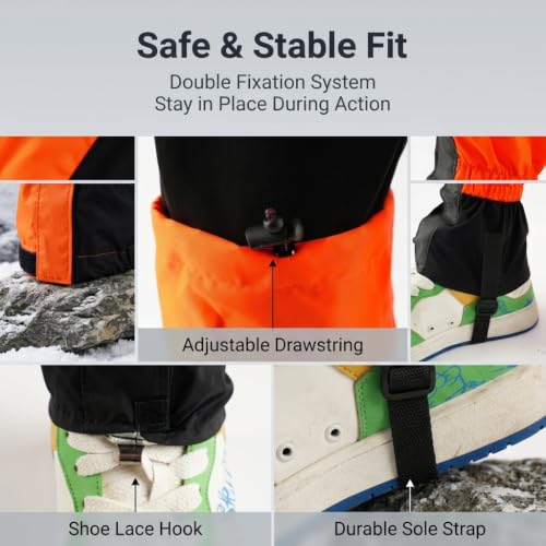 Image of GUSTAVE waterproof adjustable leg gaiters for gardening hiking lawn trimming yard work with coated fabric protection and full leg coverage