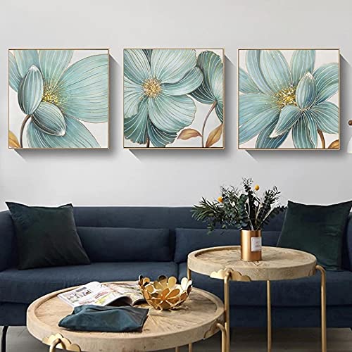 Décor de salon moderne sans cadre avec trois toiles 50x50 cm