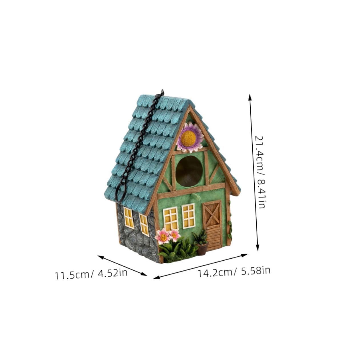 DOITOOL Casita de Pájaros Exterior de Resina Estilo Rústico, Refugio Cálido y Ventilado para Aves, Decoración Natural para Jardín y Patio