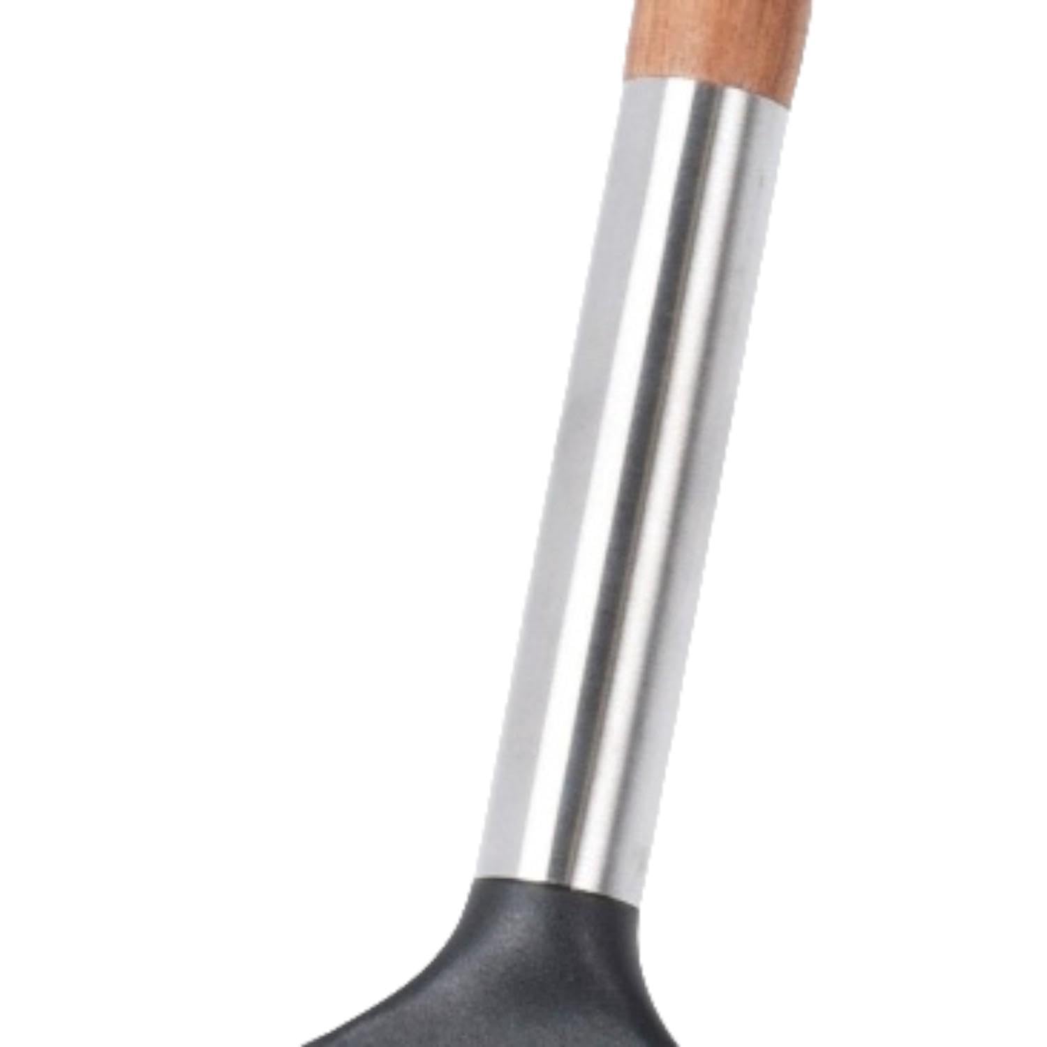 Espátula de cocina de madera, mango largo, cabeza de silicona antiadherente, 30 cm