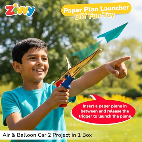 Image of STEM Toy Paper Plane Launcher for Kids | Science Experiment Kit | Educational & Puzzle Game | Toys for Boys & Girls Ages 3-14 Years | DIY Learning Activity Set for Fun & Skill Development