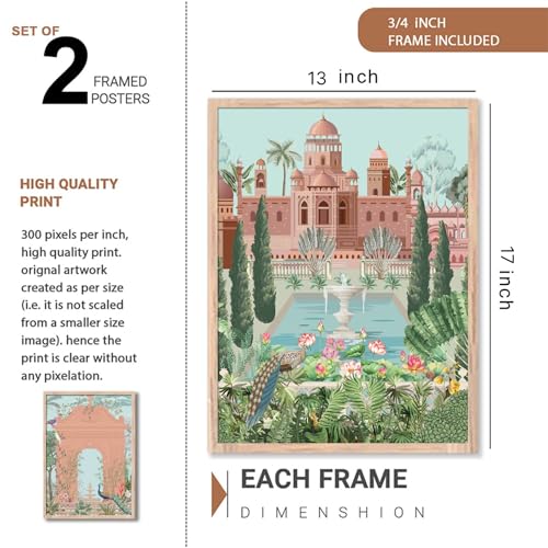 Image of NoWorries Traditional art Set of 2 Aesthetic Wall paintings for Home and Cafe Decor - Madhubani art Wall Painting for Wall Decoration -Traditional frames for dining room (Synthetic Wood frame) (Leminated 300 GSM Pigment Digital Print) (framed, Multicolur) Set of 2