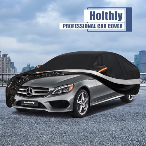 Image of 10 Layers Car Cover Custom Fit for Benz C Class C250 C300 C43 C63 (1993-2025), Waterproof All Weather for Automobiles, Outdoor Full Cover Sun Dust Rain Protection with Cotton. Black