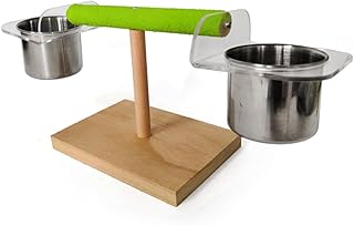 Balacoo Suporte De Treinamento Para Animais De Estimação Papagaio De Brinquedo Suporte Para Papagaio Suporte Para Papagaio Tigela Baixo Listrado De Madeira Gaiola Suporte Para Animais De