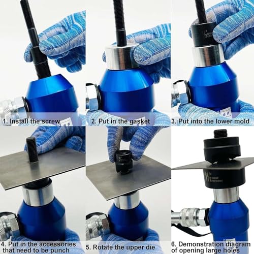 Hydraulic Knockout Punch Driver Kit - 6 Dies, 1/2" to 2" Hole, Manual Tool for Soft Steel Plate Conduit Punching, Durable Hand Tool (Color: 8)