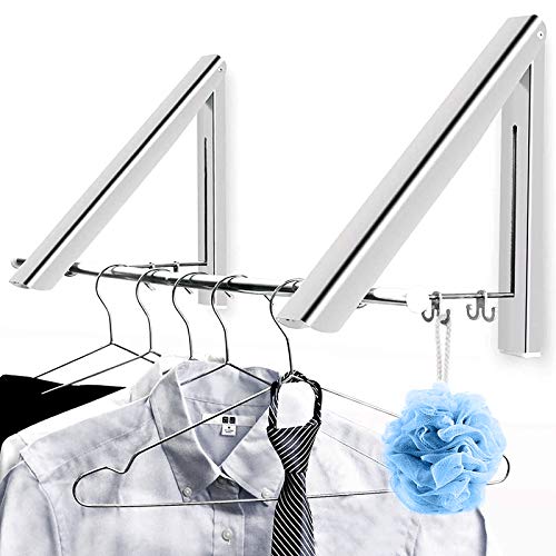 Gxhong Plegable Perchero de Pared, Perchas para Ropa, Abatible Aluminio Ropa Percha Retráctil Perchero, Ahorrar Espacio Colgadores de Ropa Abatibles para Cuarto Baño Balcón Oficina (2 Piezas)