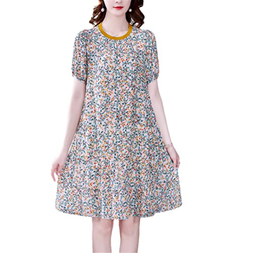 Robe midi vintage coupe rétro fluide et légère à manches courtes taille M
