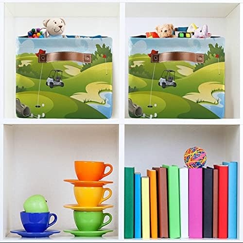 TropicalLife Rectangular Storage Bin Cube Sport Ball Club Golf Theme Foldable Organizer Basket with Handles, Collapsible Storage Box for Kids Toy Shelf Closet Nursery image 5