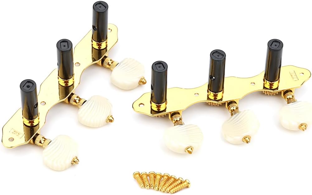 3+3 Classical Guitar String Tuning Pegs Keys Guitar Tuners Machines Heads Set For Classical Guitar, Gold & Black