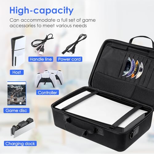Image of New World Storage Bag for PS5 Slim, For PS5 Slim Storage Bag Travel bag Carry Case ,Waterproof Shoulder Bag for Playstation 5 Slim Disc and Digital with Both Side Storage Compartment