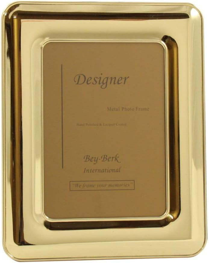 Bey-Berk Brass 5"x7" Picture Frame with Easel Back, 7.5" L x 0.25" W x 9.5" H