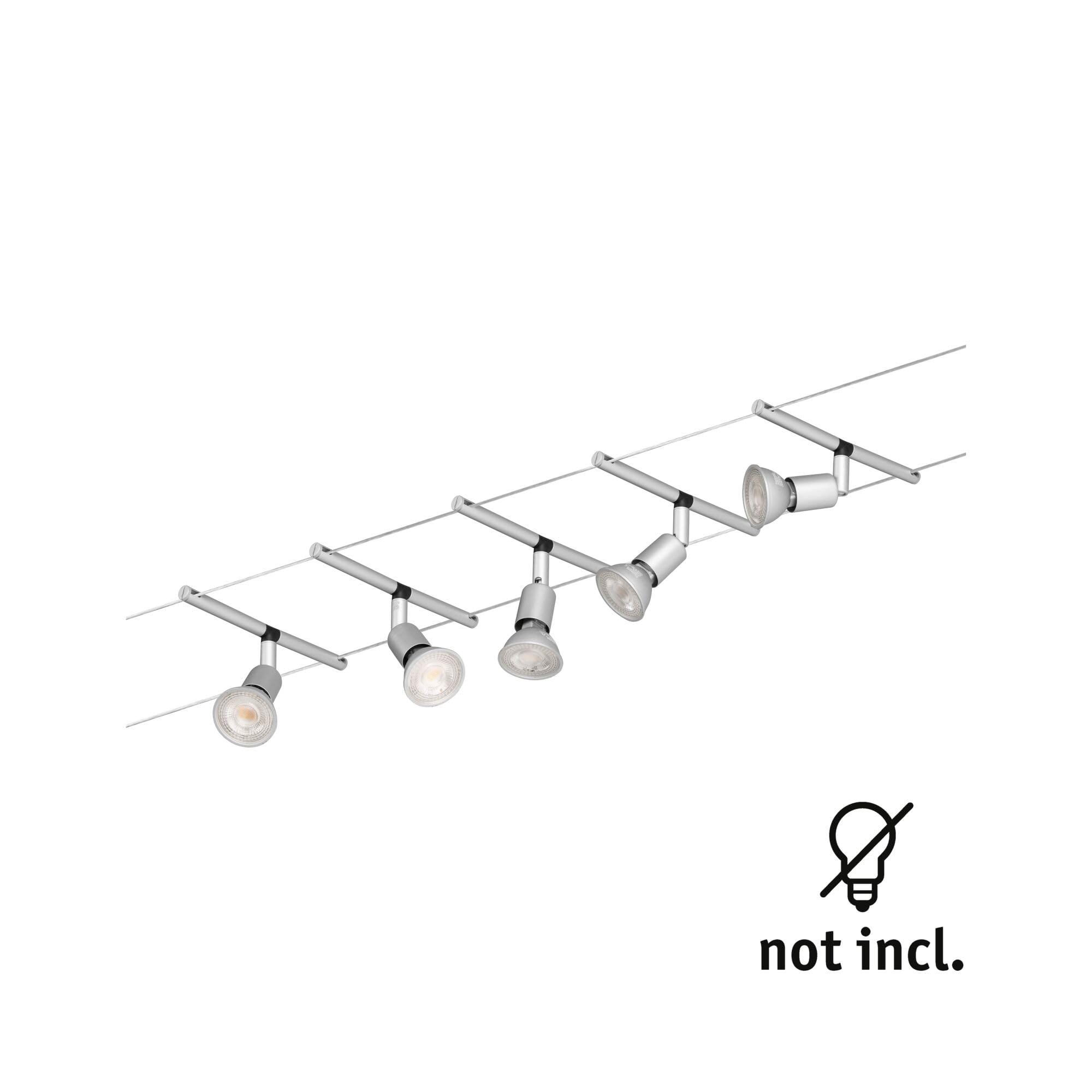 Paulmann 94145 Système de Câbles Sice Salt Set Extensible 5x10W max, Chrome Mat Système sans Ampoules