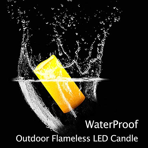 Image of 2 PCS 3 inch x 8 inch Waterproof LED Flameless Timer Candles, 1000 Hours Long Battery Life /Flickering Battery Operated Electric Outdoor LED Large Pillar Candle for Outside Lantern Festival Decor