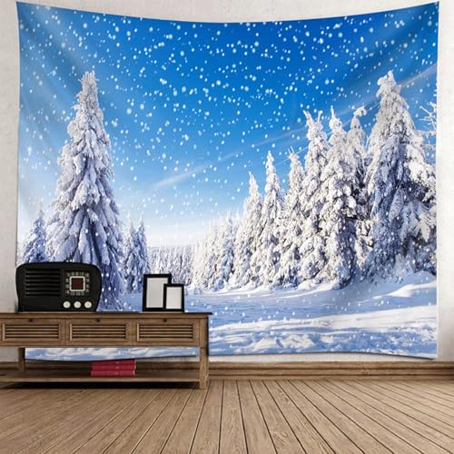 Tapisserie murale grande taille pour cacher un mur vide avec un paysage de neige moderne