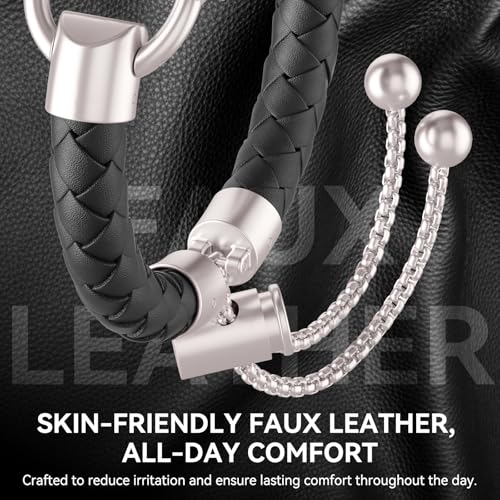Image of Leather and Metal Band Compatible with Apple Watch Bands for Women,Adjustable Designer Cute Stylish Strap for iWatch Series11 /10 /9 /8 /7 /6 /5 /4 /3 /2 /1 /SE /Ultra