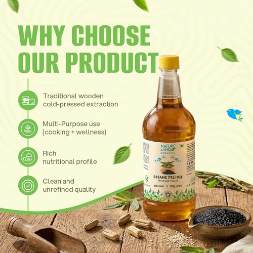Image of Natureland Organics Sesame Oil 1 Ltr - Cold Pressed
