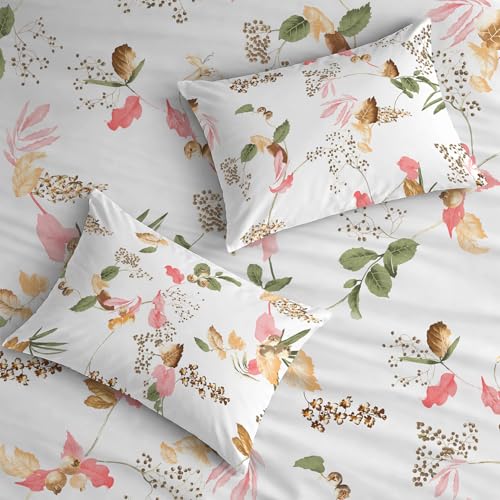 Image of Urban Space 200 TC 100% Cotton Elastic Fitted Bedsheets King Size with 2 Pillow Covers, Pure Cotton Fitted bedsheets for King Size Bed (Blossom Peach, Size 78 x 72 inches)