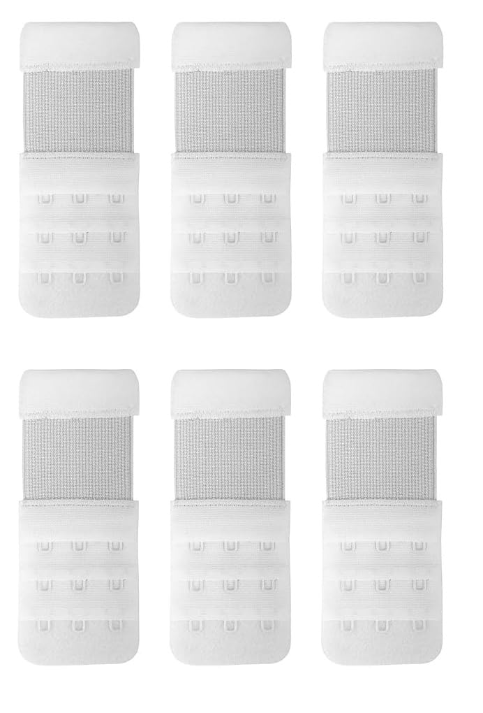 3 Hooks Bra Extender Elastic Bra Band Hook Strap Extensions for Women & Girls Pack of 6 White Color-image-28